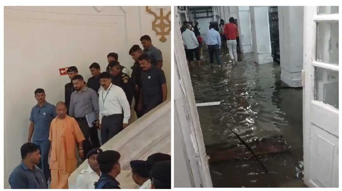 बारिश के कारण यूपी विधानसभा में भरा पानी, हजरतगंज चौराहे पर भी बाढ़ सा नजारा